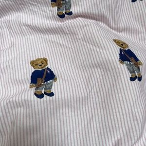 Ralph Lauren Polo Pink Striped Bear Comforter
